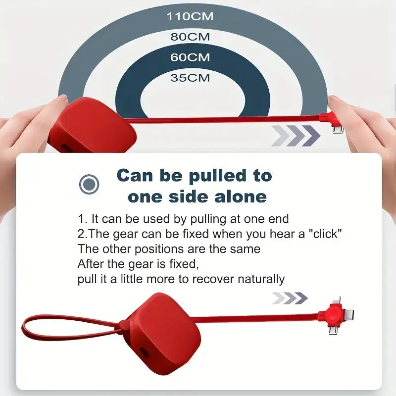 3-in-1 Retractable USB Data Cable with Phone Stand