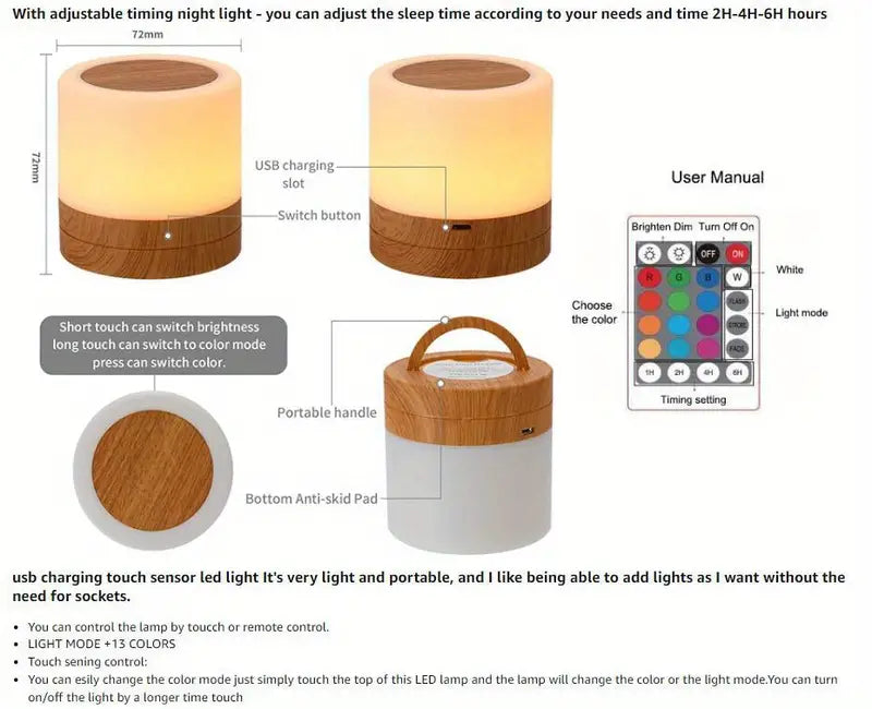 Dimmable 7-Color Baby Night Light with Remote and Timer